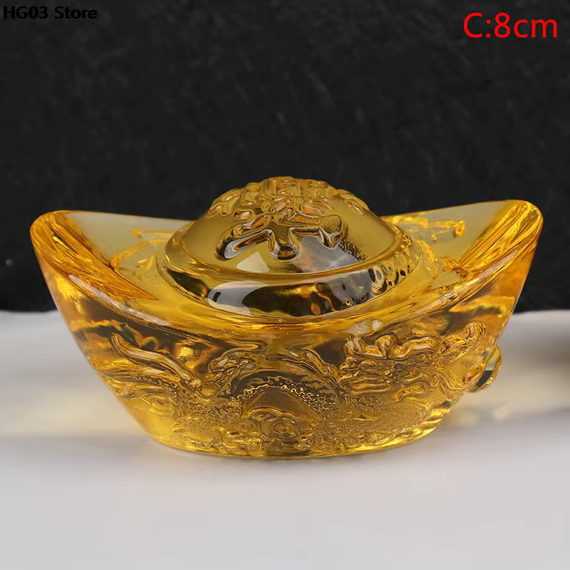 Yuan Bao en cristal jaune doré