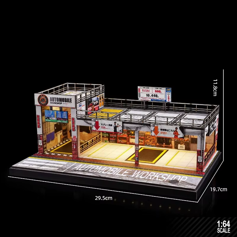 Maquette de garage de simulation style américain 1/64