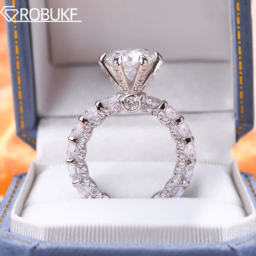 Bagues de fiançailles Moissanite certifiées GRA 4CT pour femmes