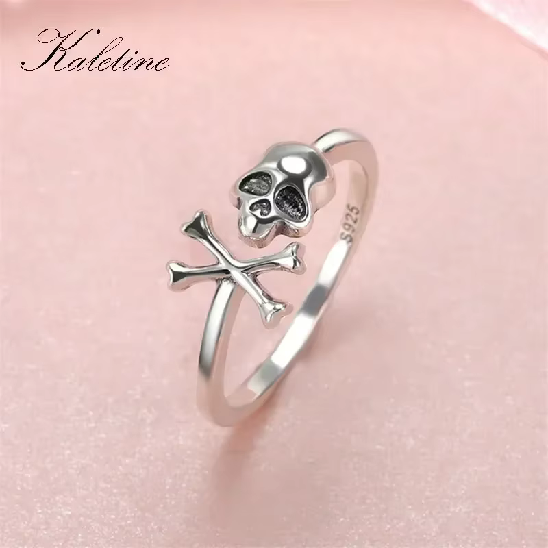 KALETINE – bague squelette gothique en argent Sterling 925 pour femmes