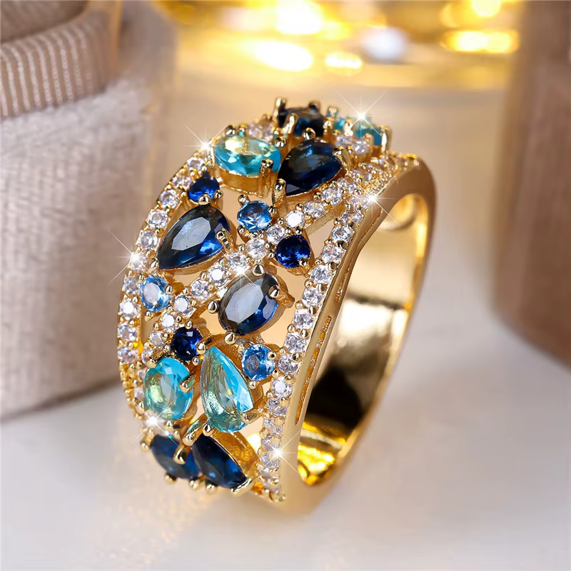Bague de fiançailles en forme de grande goutte d'eau pour femmes