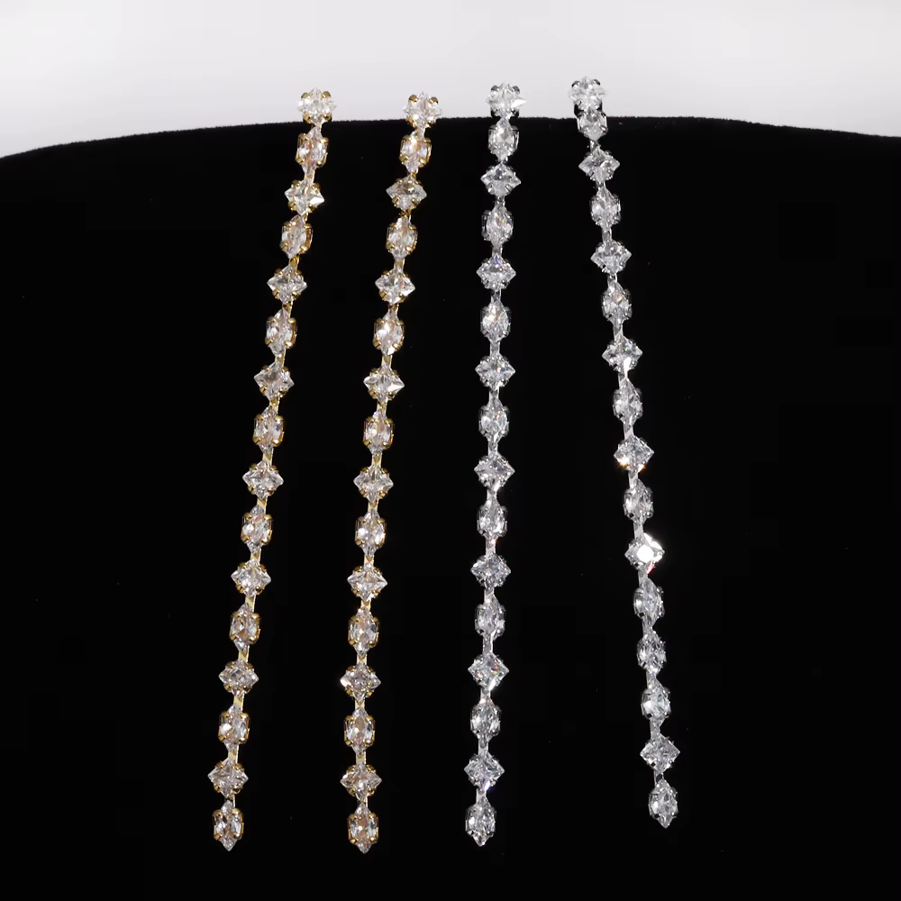 Boucles d'oreilles géométriques scintillantes en cristal de Zircon pour femmes