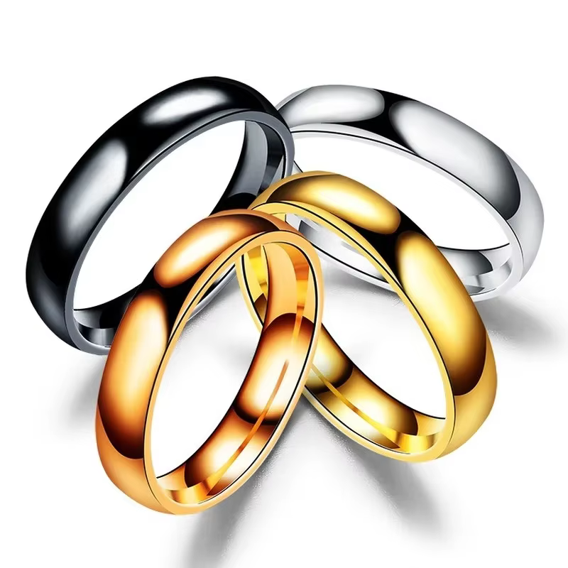 Bague simple en titane 4mm 6mm pour femmes et hommes
