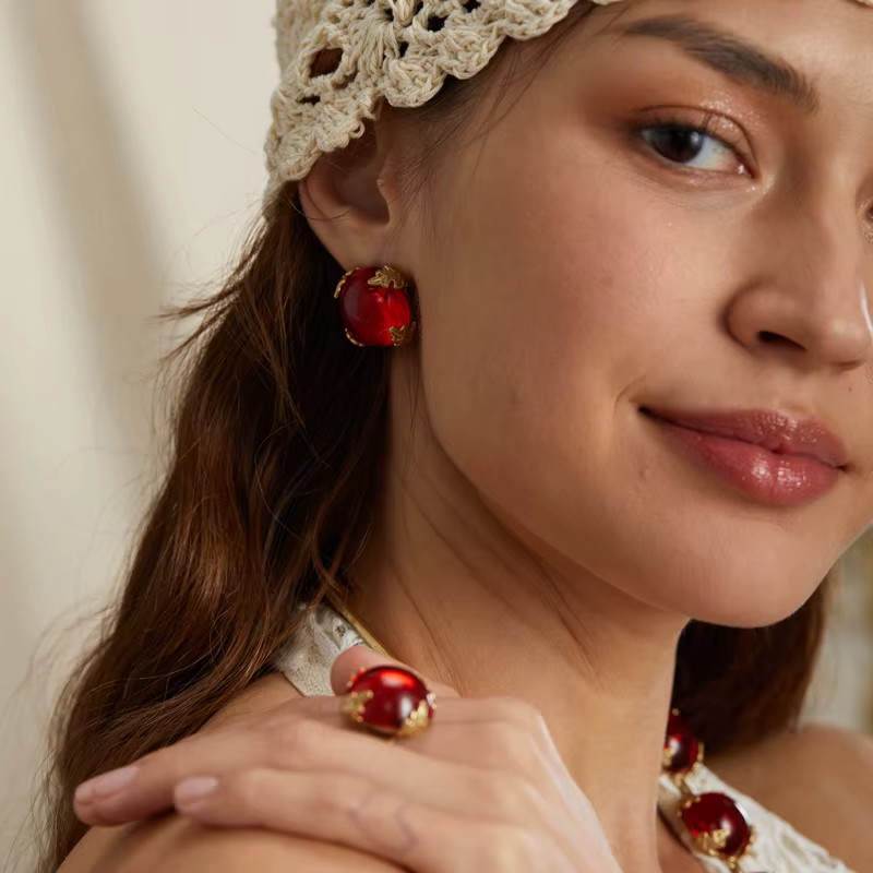 Bagues rouges Vintage pour femmes