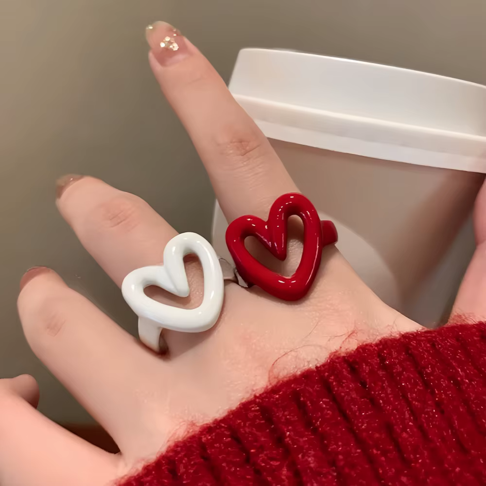Bague rétro en acrylique d'amour irrégulier pour femmes