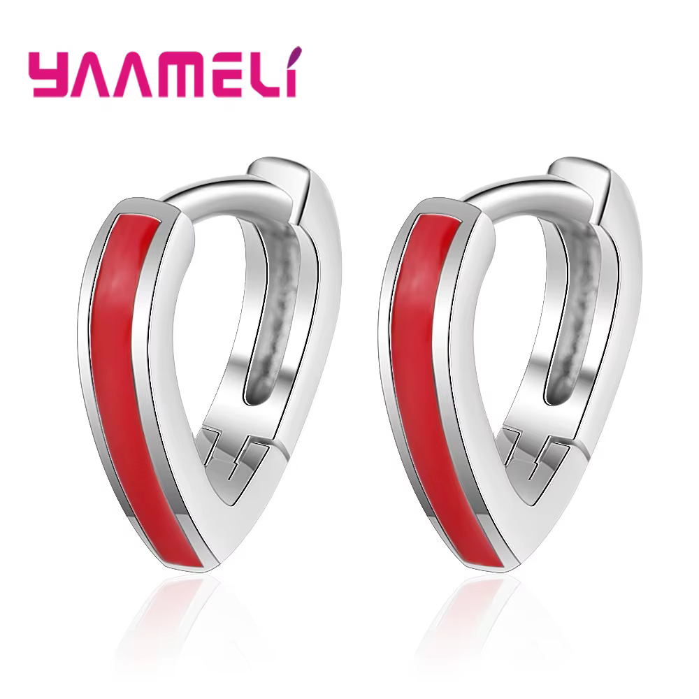 Boucles d'oreilles créoles d'amour en argent regardé 925 pur pour femmes et filles