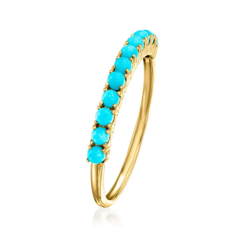 Bague Classique Incrustée d'Imitation de Turquoise pour Femme