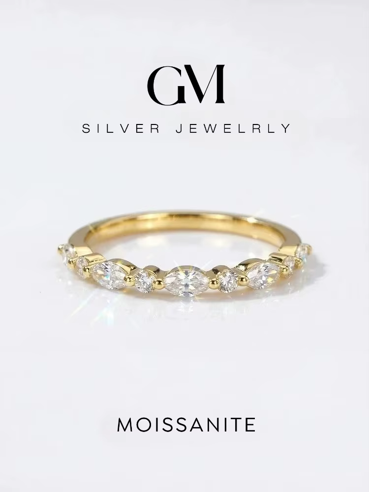 Bague élégante en argent Sterling 925 avec diamant Moissanite véritable