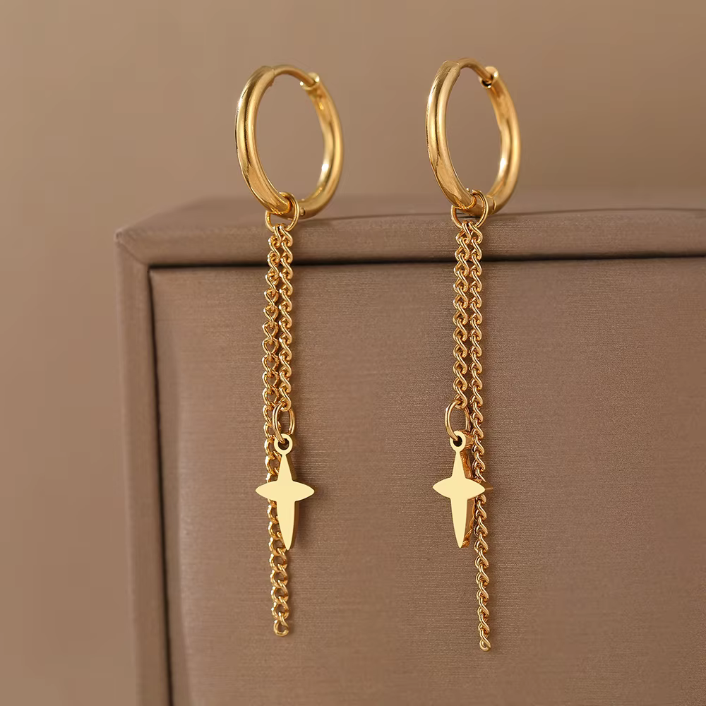 Aomogo boucles d'oreilles en acier inoxydable minimaliste géométrique Hexagonal Design 3D Style gothique mode