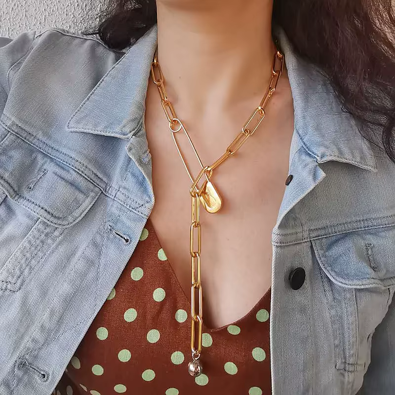 Collier à grande broche en titane pur XCSZ 999