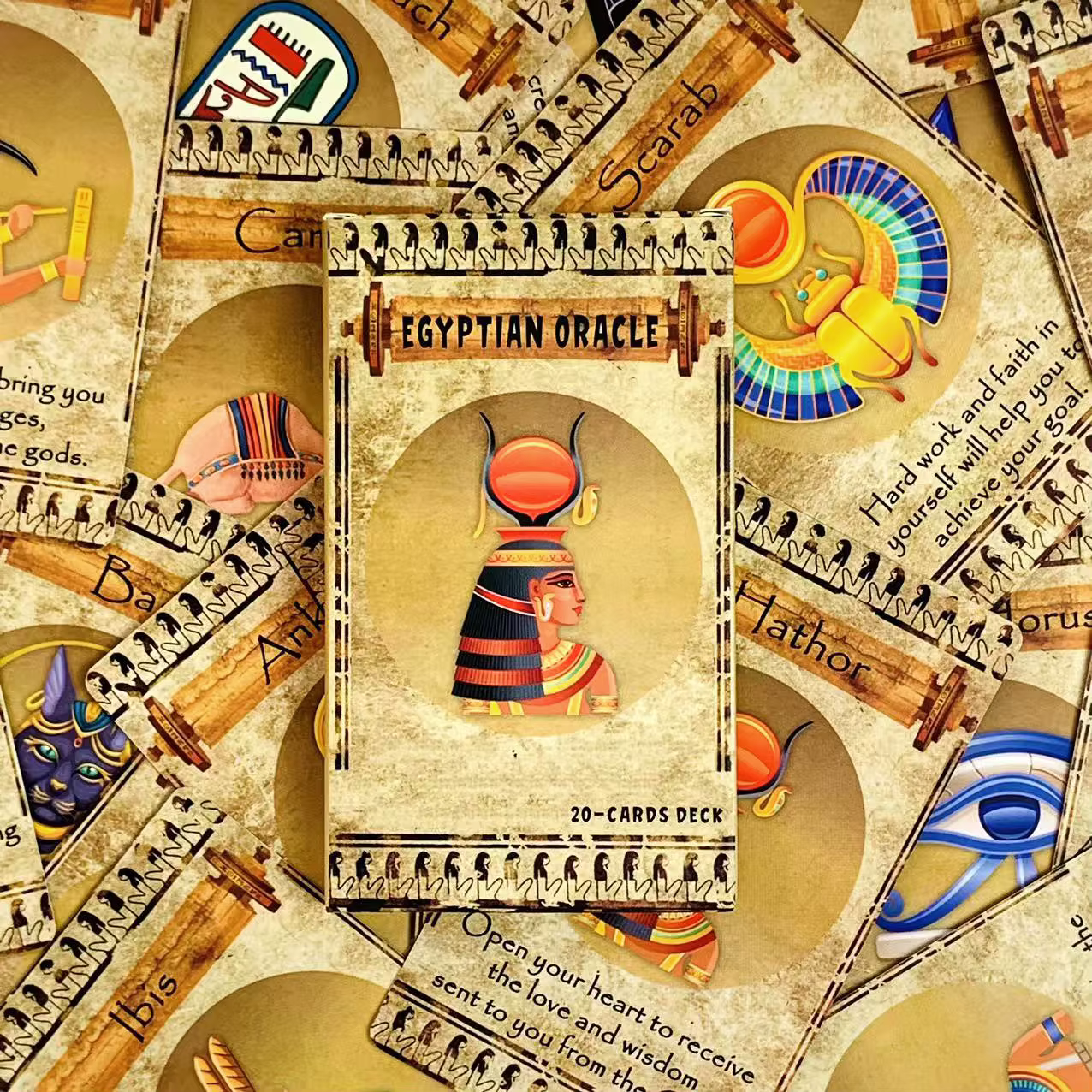Nouveau Oracle égyptien A 20 cartes Deck Design classique pour débutants et professionnels