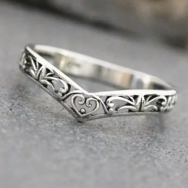 Huretailers-Bague Chic en Forme de V pour Femme
