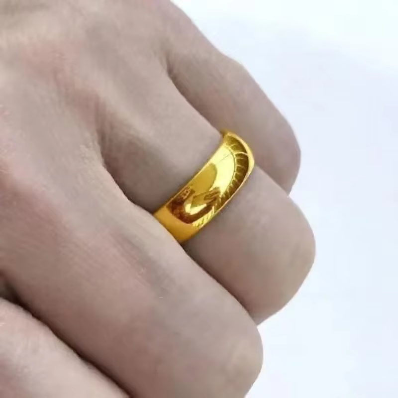 Bague de couple 24K en or jaune véritable plaqué 18K 999