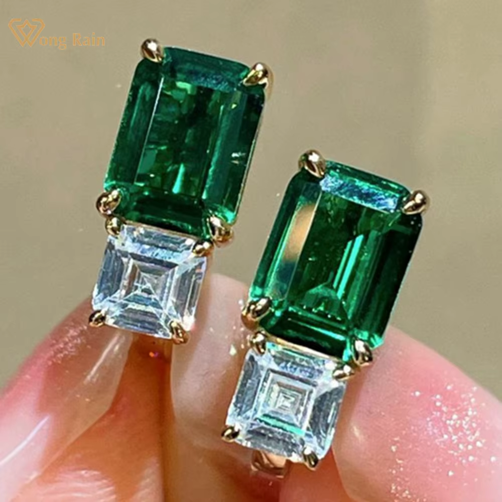 Wong Rain-Boucles d'oreilles en argent regardé 925 plaqué or 18 carats