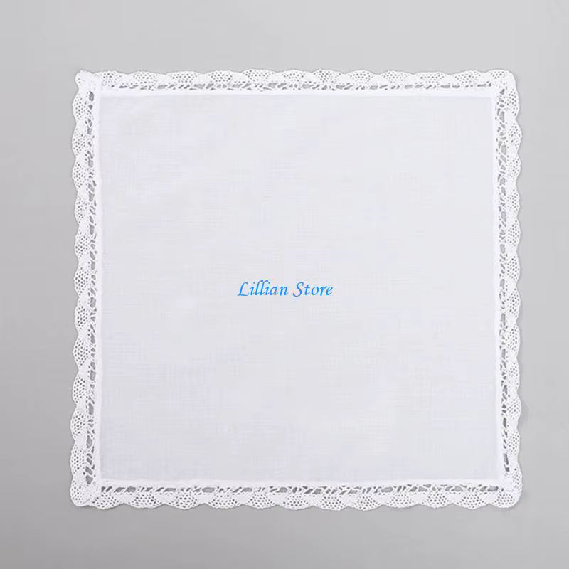 Q1FA – mouchoirs en coton blanc brodé pour femmes