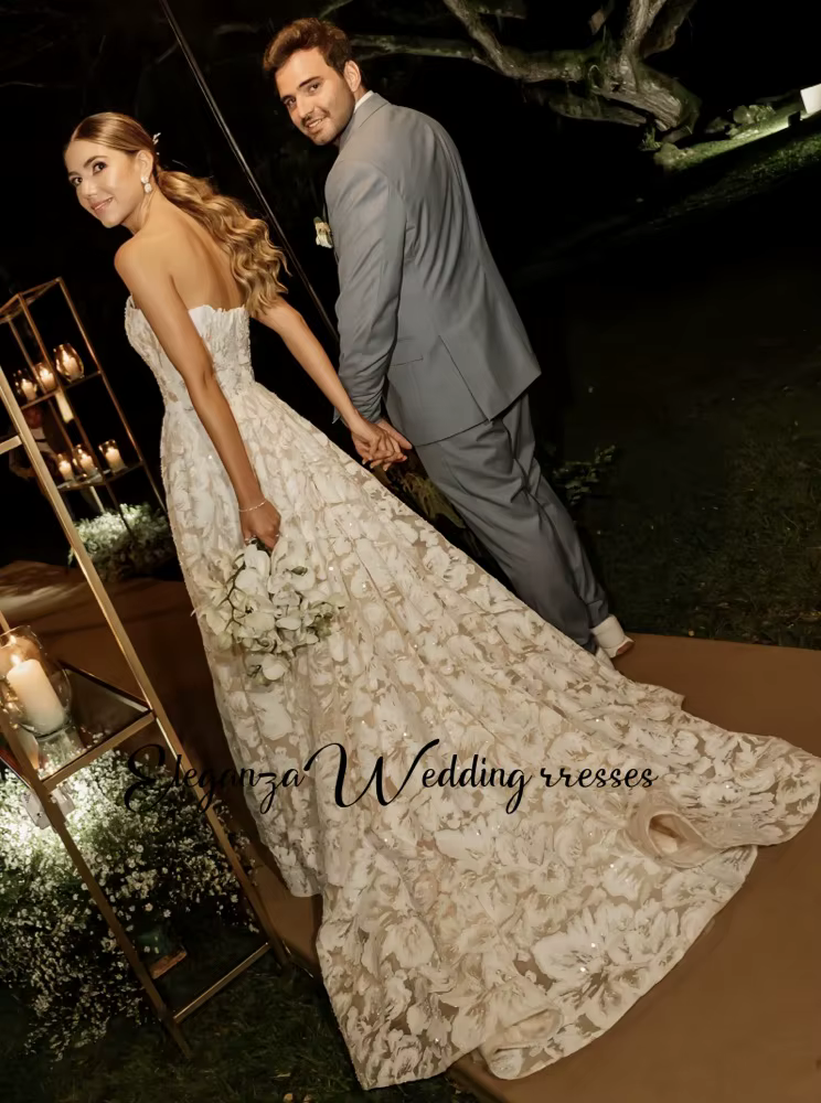 Robe De mariée sans bretelles personnalisée