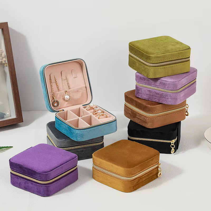 Boîte à bijoux en velours pour femmes