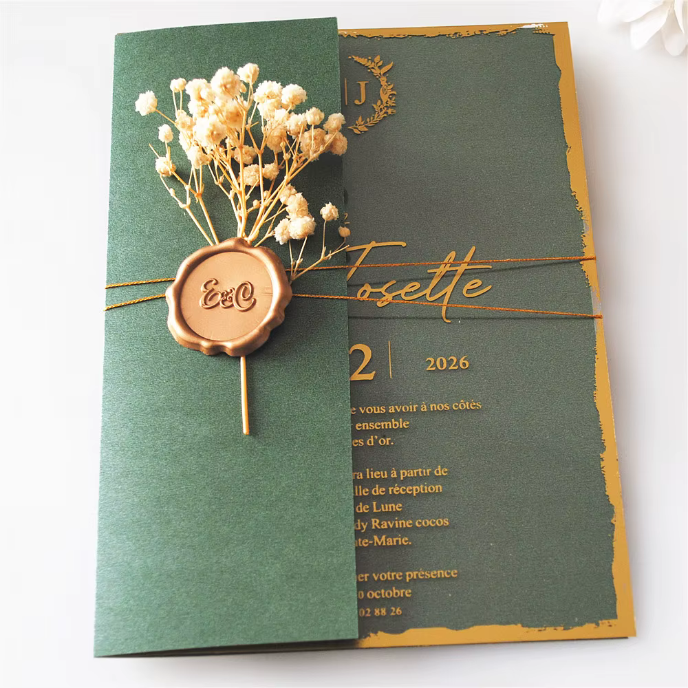 Carte d'invitation de mariage imprimée en PVC
