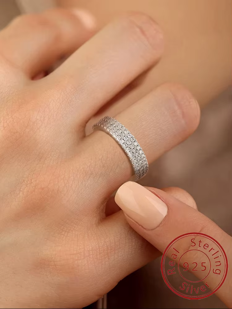 Bague femme éternité 925 en argent Sterling Micro pavé AAAAA Zircon cz