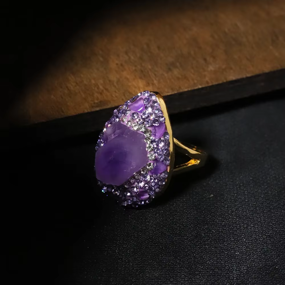 Bague en Quartz violet naturel