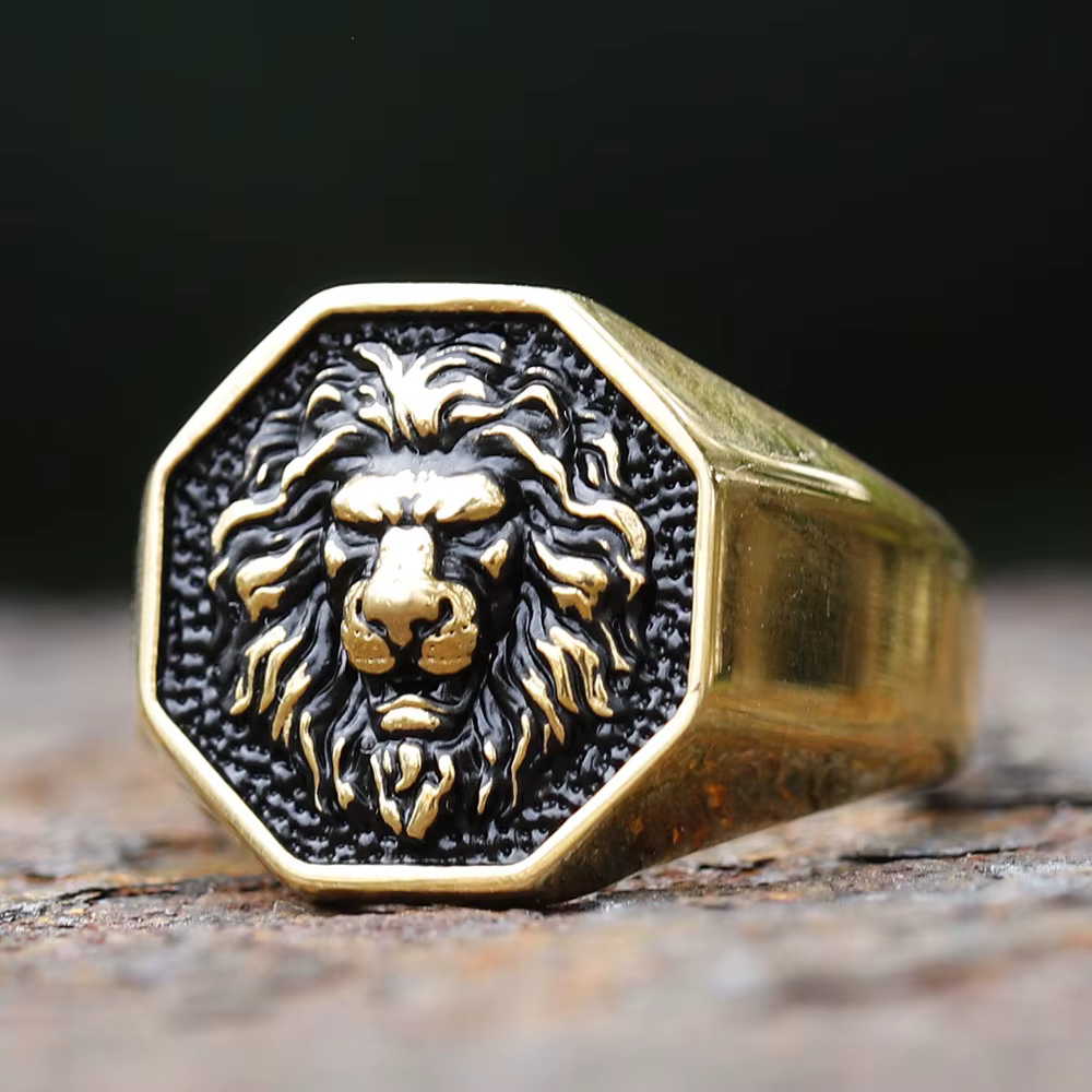 Bagues tête de Lion 3D en acier inoxydable pour hommes et femmes