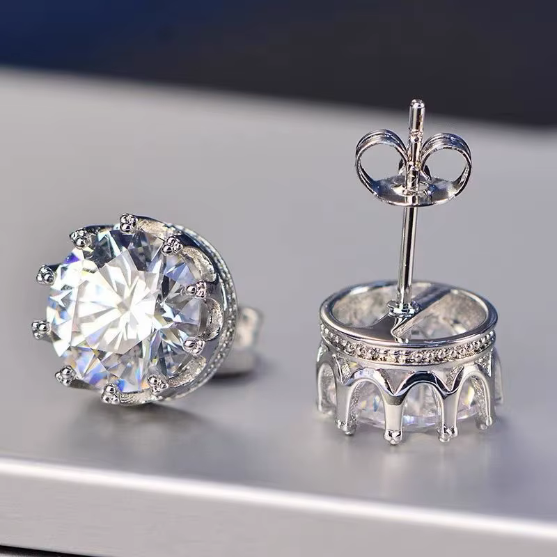 Boucles d'oreilles en argent sterling 925 véritable avec zircon