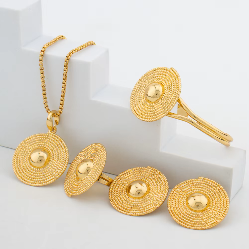 Ensemble de bijoux italiens couleur or pour femmes