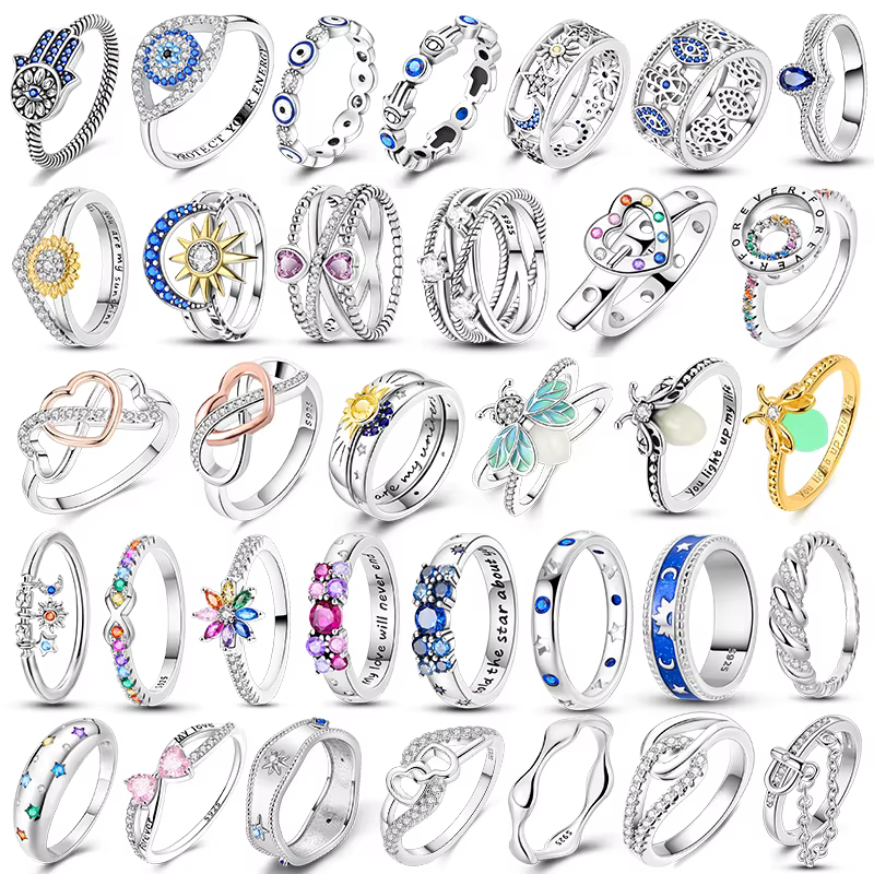 Bague de mariage en argent regardé 925 pour femme