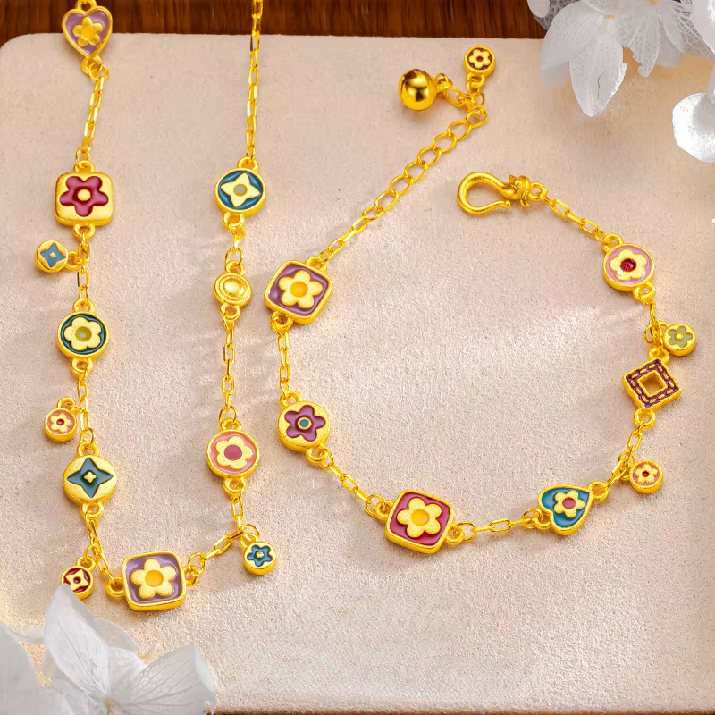 Ensemble de bijoux en or coloré de style chinois pour femme