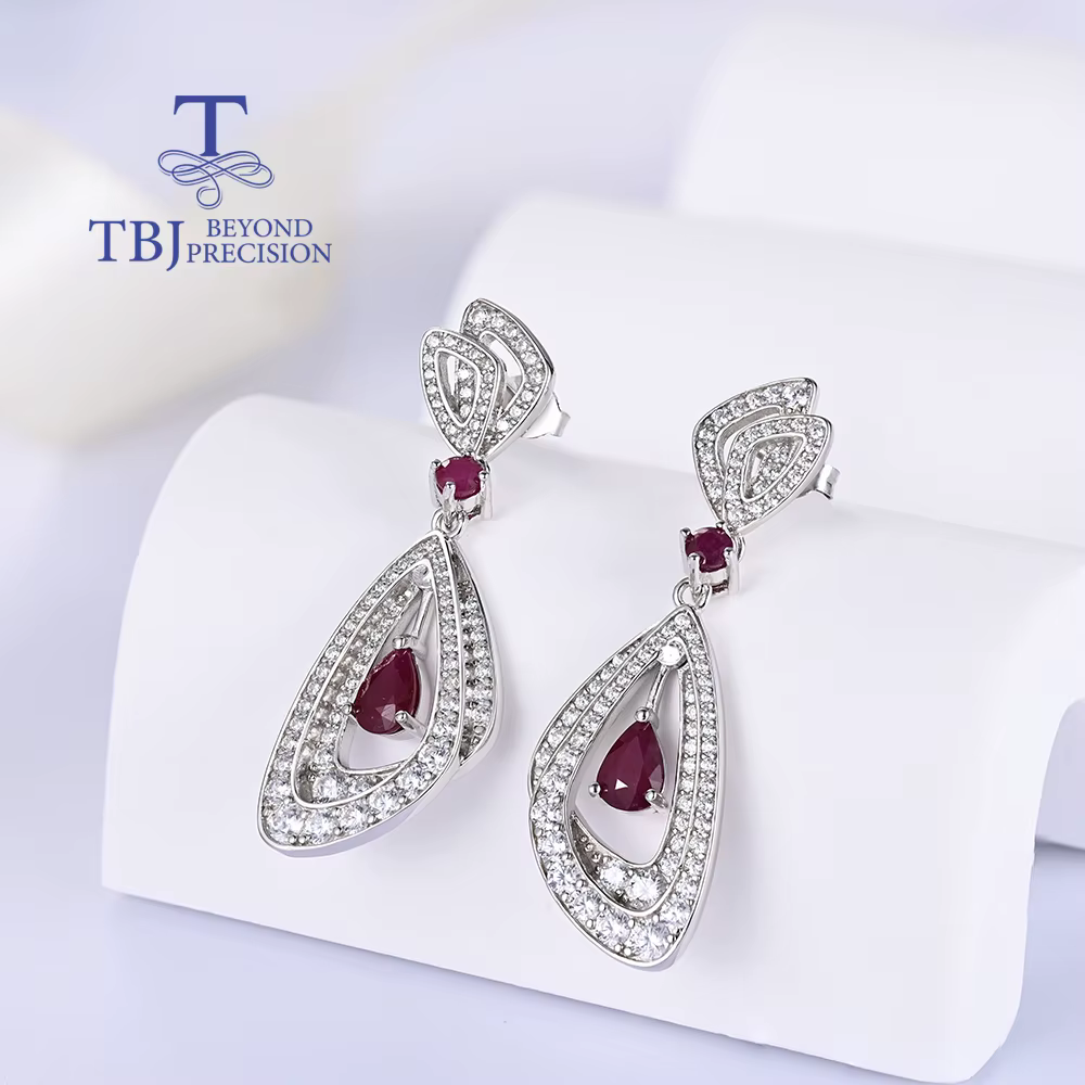2026, Magnifiques boucles d'oreilles en rubis naturels au design délicat pour femmes élégantes, bijoux fins en argent 925, pour anniversaire et occasions spéciales