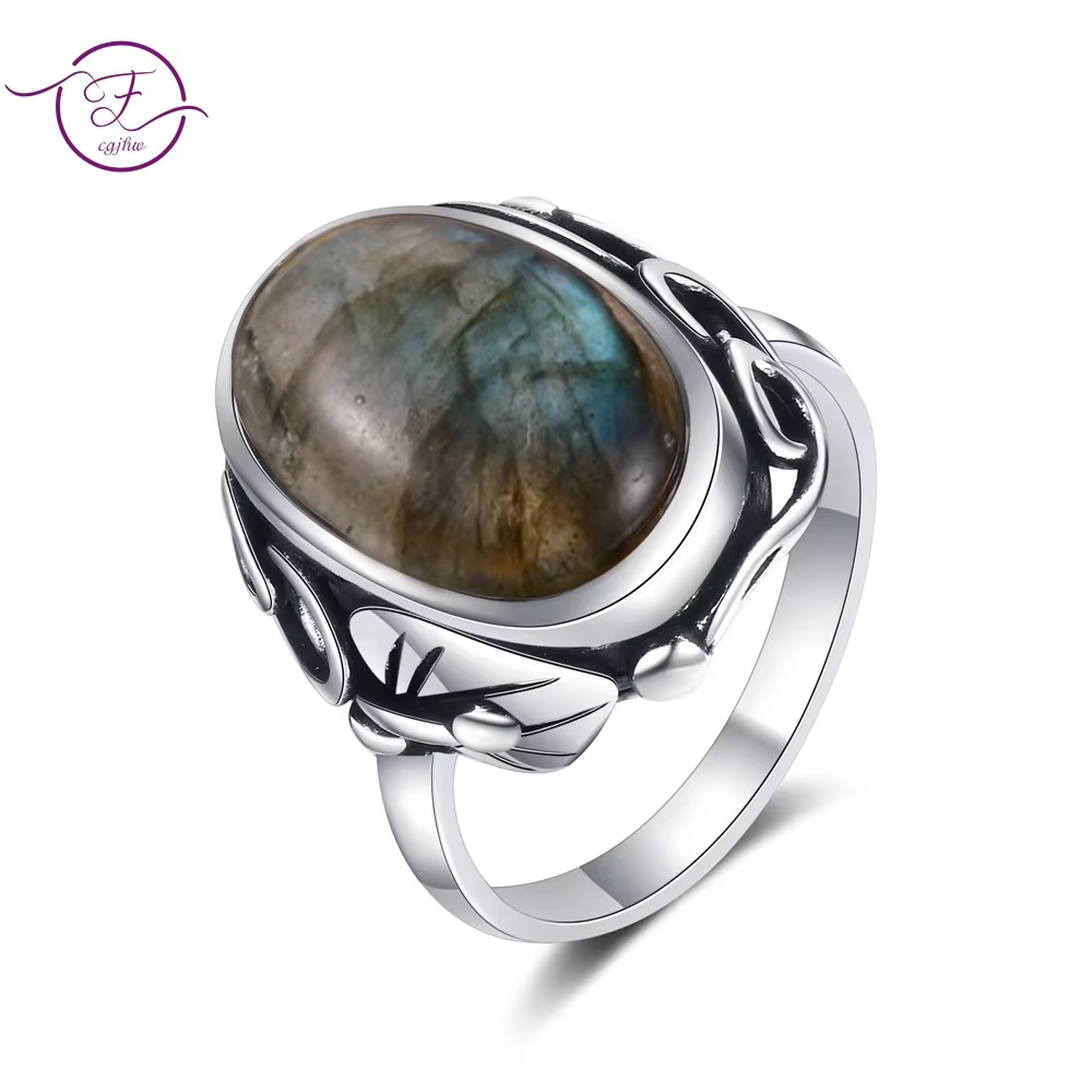Bague Vintage en pierre naturelle pour femmes et hommes