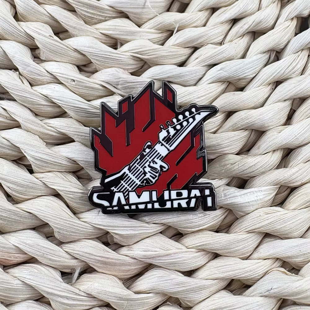 Punk 2077 samouraï-guitare Logo émail broche Anime périphérique métal épinglette accessoire de mode Fans cadeau Souvenir Collection