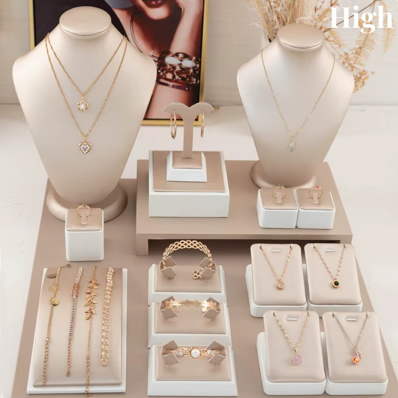 Ensemble de bijoux en cuir champagne pour femmes