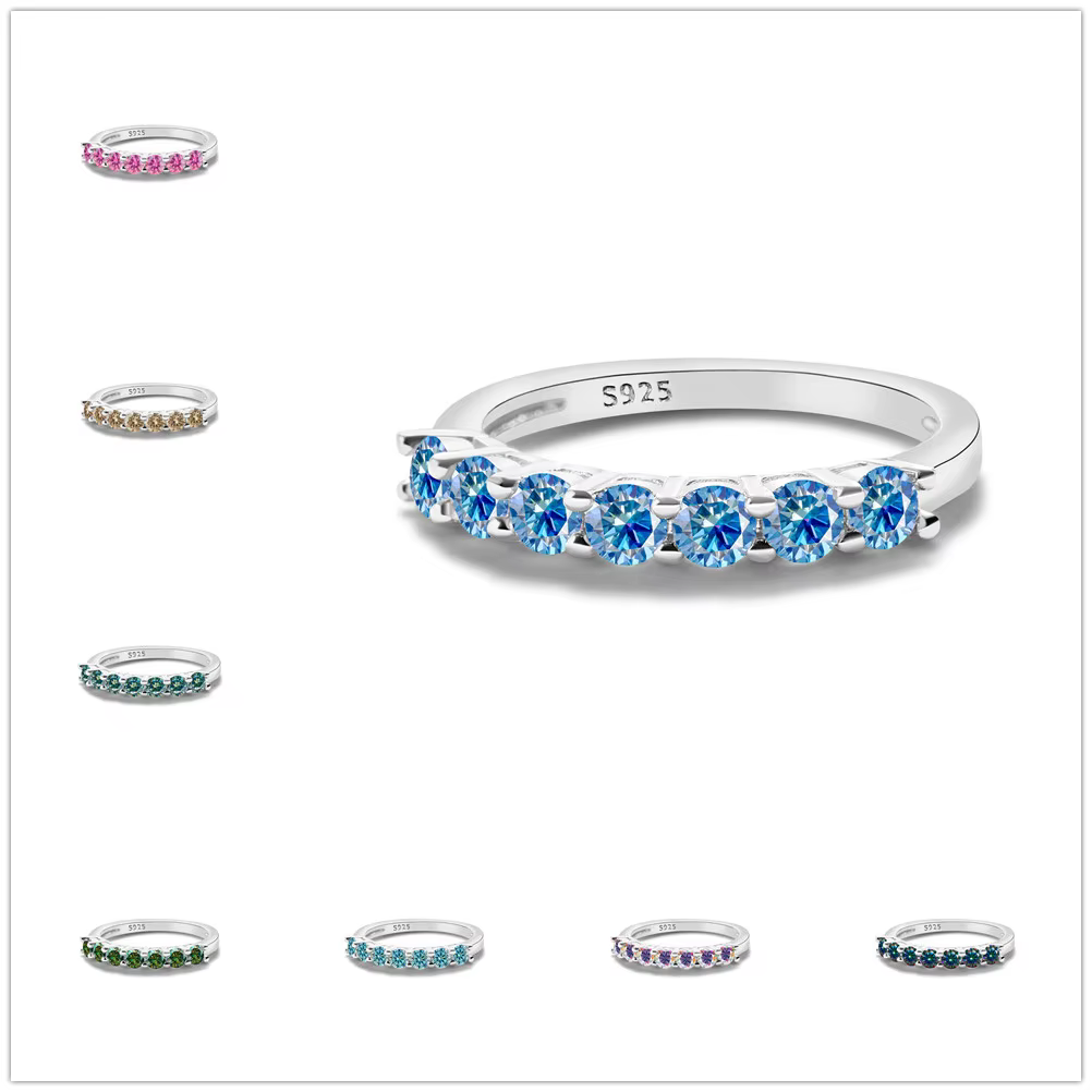 Bague ronde Moissanite plaquée or blanc 18 carats