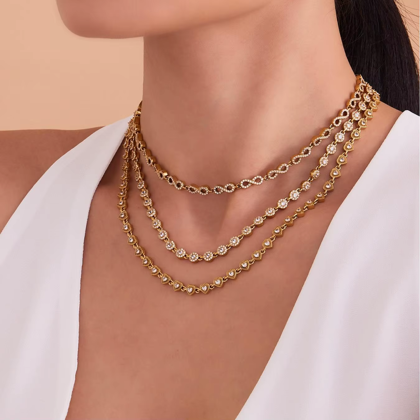 Amaiyllis lumière luxe infini amour coeur Zircon fermoir Bracelet collier Niche femmes