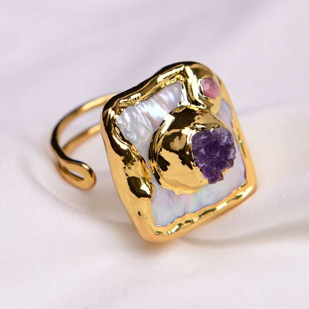 GG – bague Druzy en améthyste violette