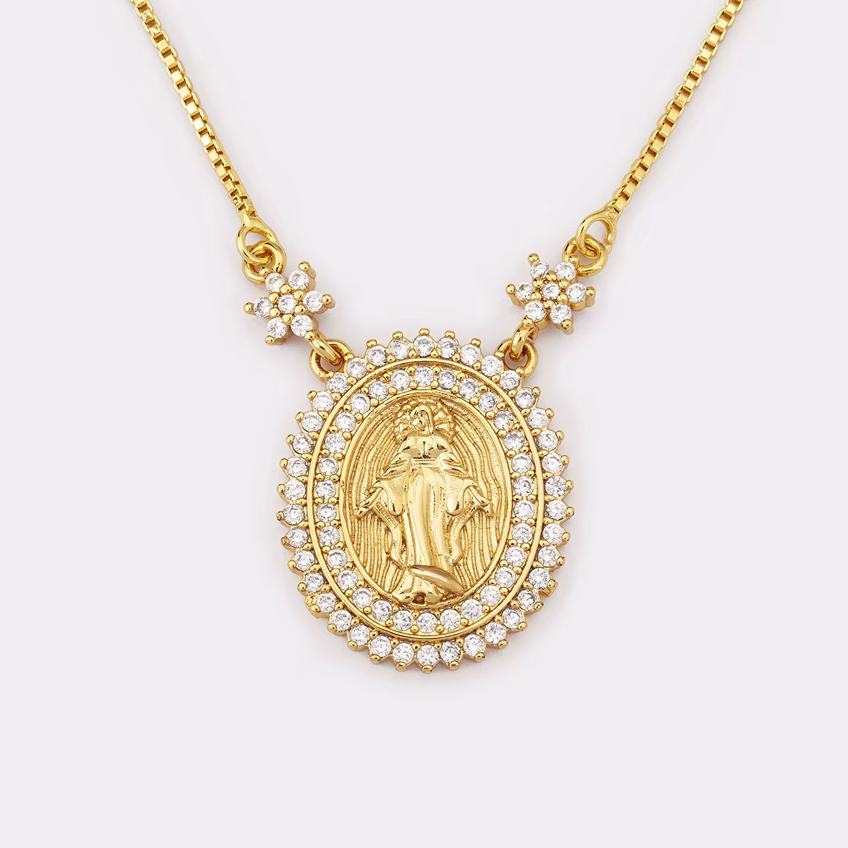Nidin classique polyvalent vierge marie pendentif à breloque collier pour femmes cuivre brillant cristal Zircon croyant bijoux cadeaux de fête