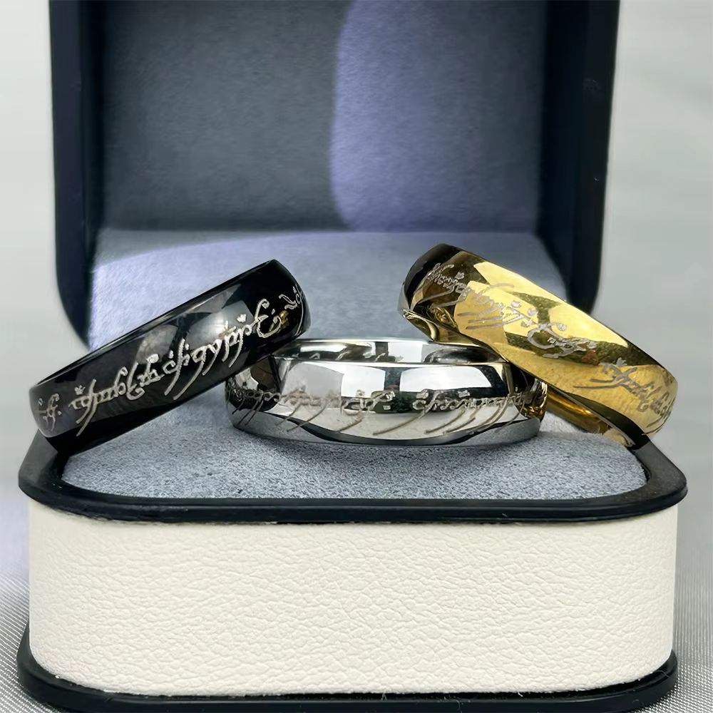 Anneaux de mariage exquis en acier inoxydable de 6 mm gravés au laser