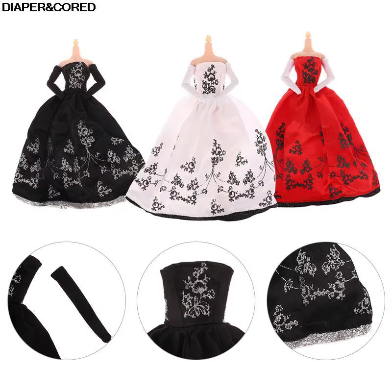 Robe de princesse pour barbies, vêtements beurre, belle robe de mariée, banquet, fête, accessoires jouets