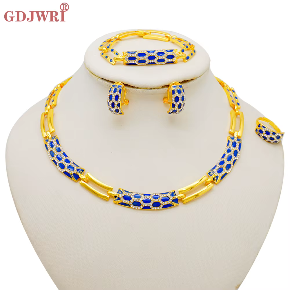 Ensemble de bijoux classiques couleur or dubaï pour femmes