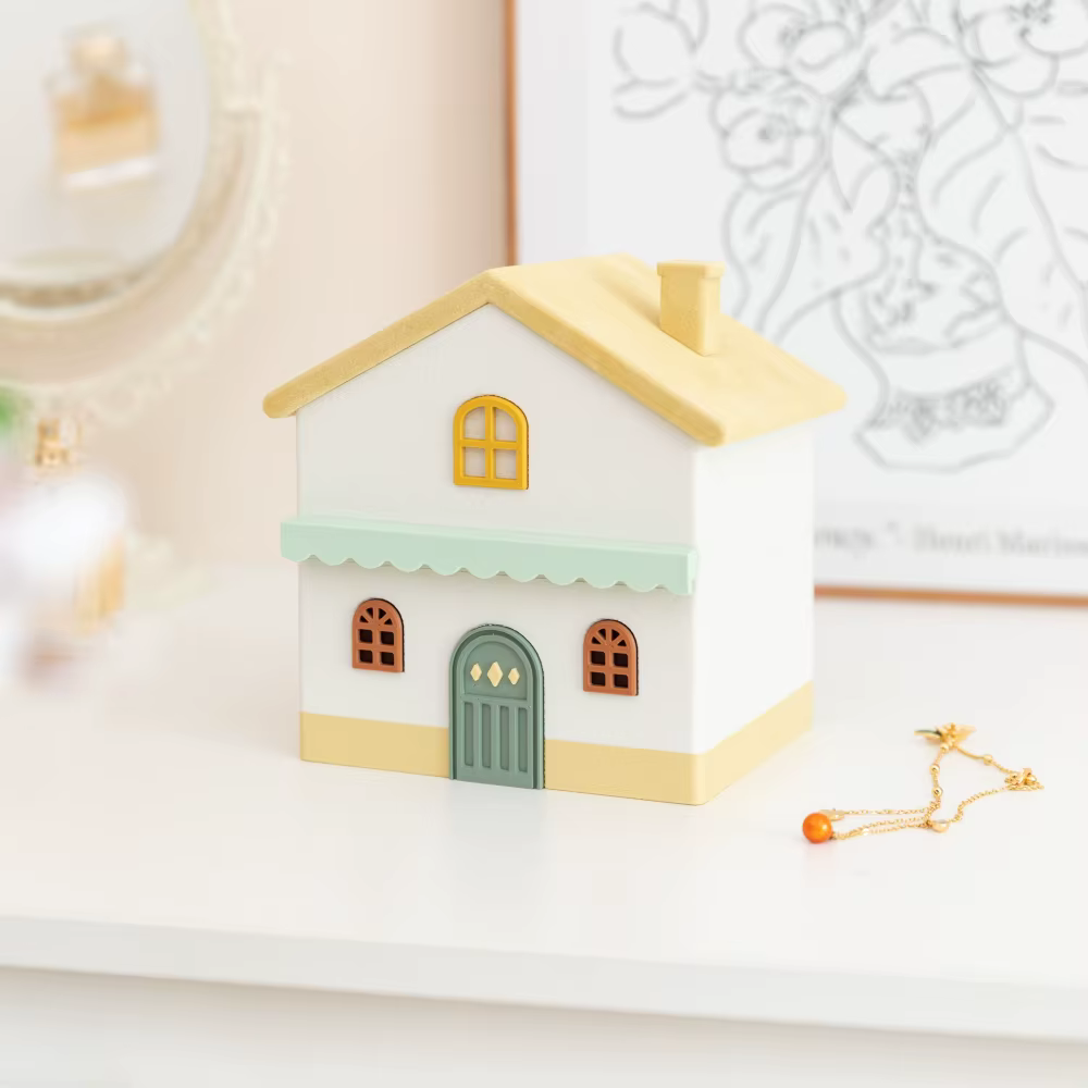 Multi-Layer Jewelry Storage Box Small House Organizer for Rings Earrings Bracelets