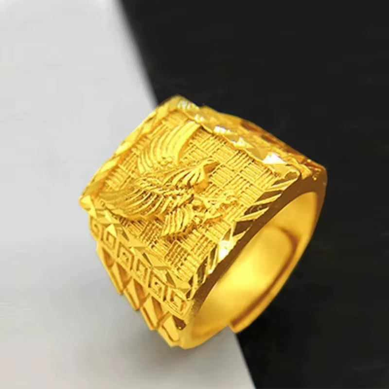 Bague Ajustable de Luxe pour Homme en Or Pur 24K 9999