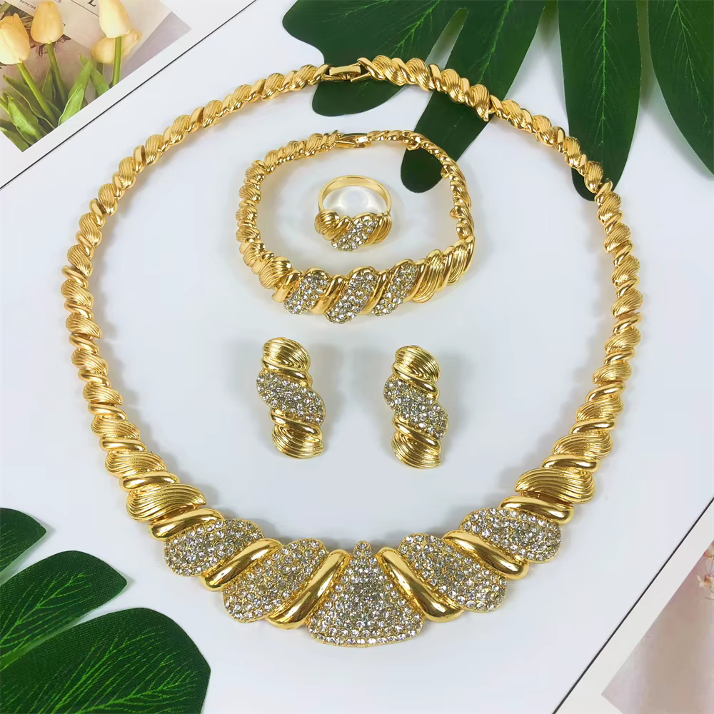 ESALE Ensemble de bijoux plaqué or tendance Dubaï