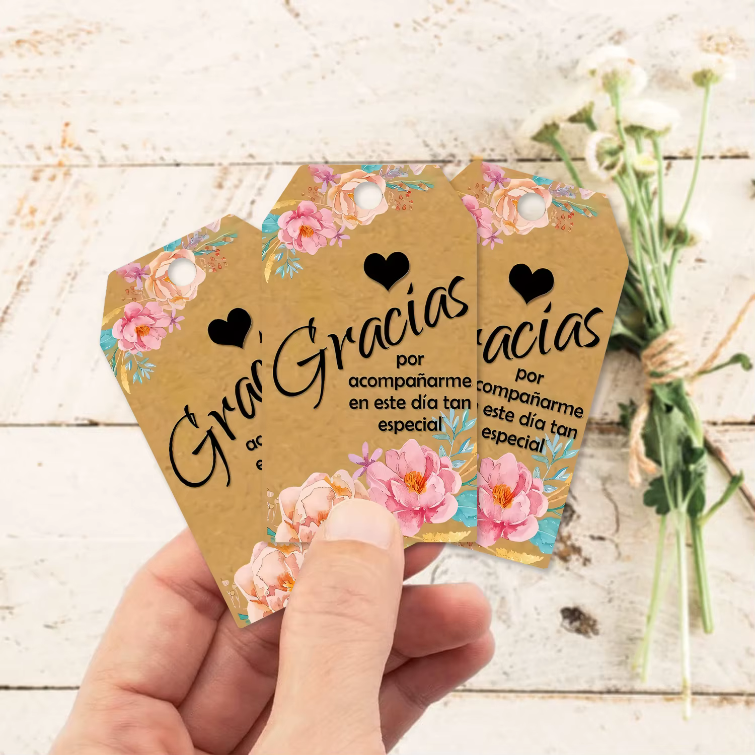 Carte de remerciement à fleurs Vintage espagnoles