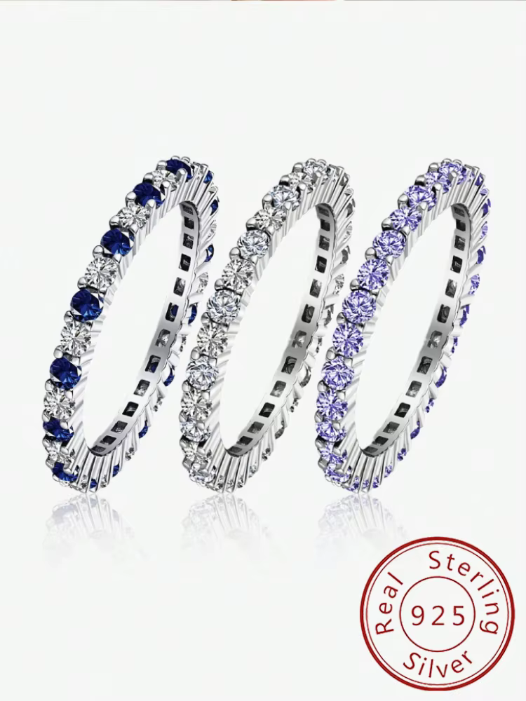 Bague classique en argent Sterling 925 pour femmes, scintillante, monocouche, personnalisée, mode anniversaire, bijoux fins de haute qualité