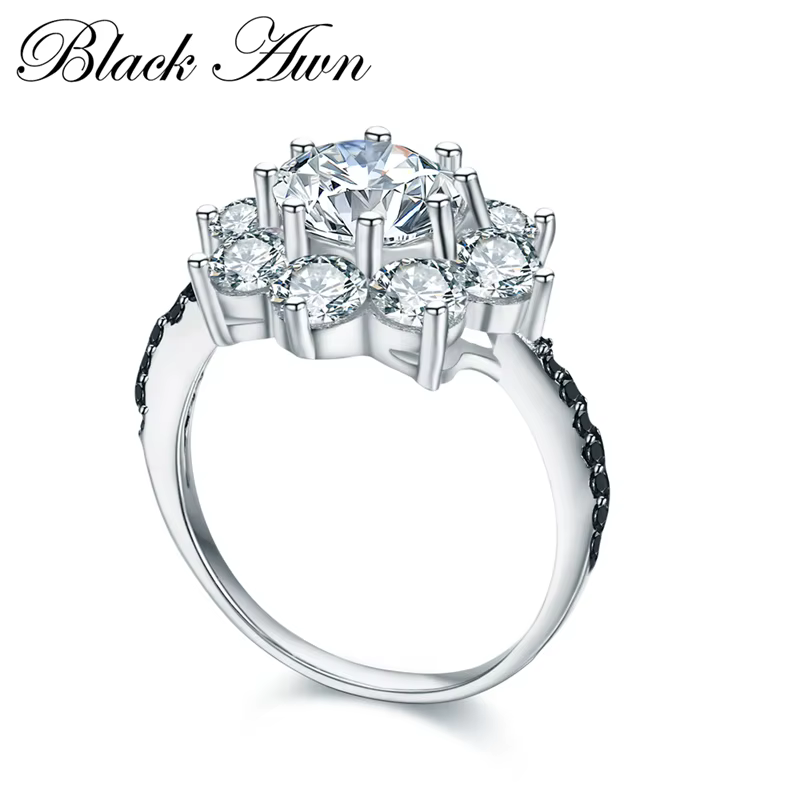 Noir Awn 2025 nouvelle mode anneaux pour femmes classique couleur argent ovale Bague de mariage Bijoux C005