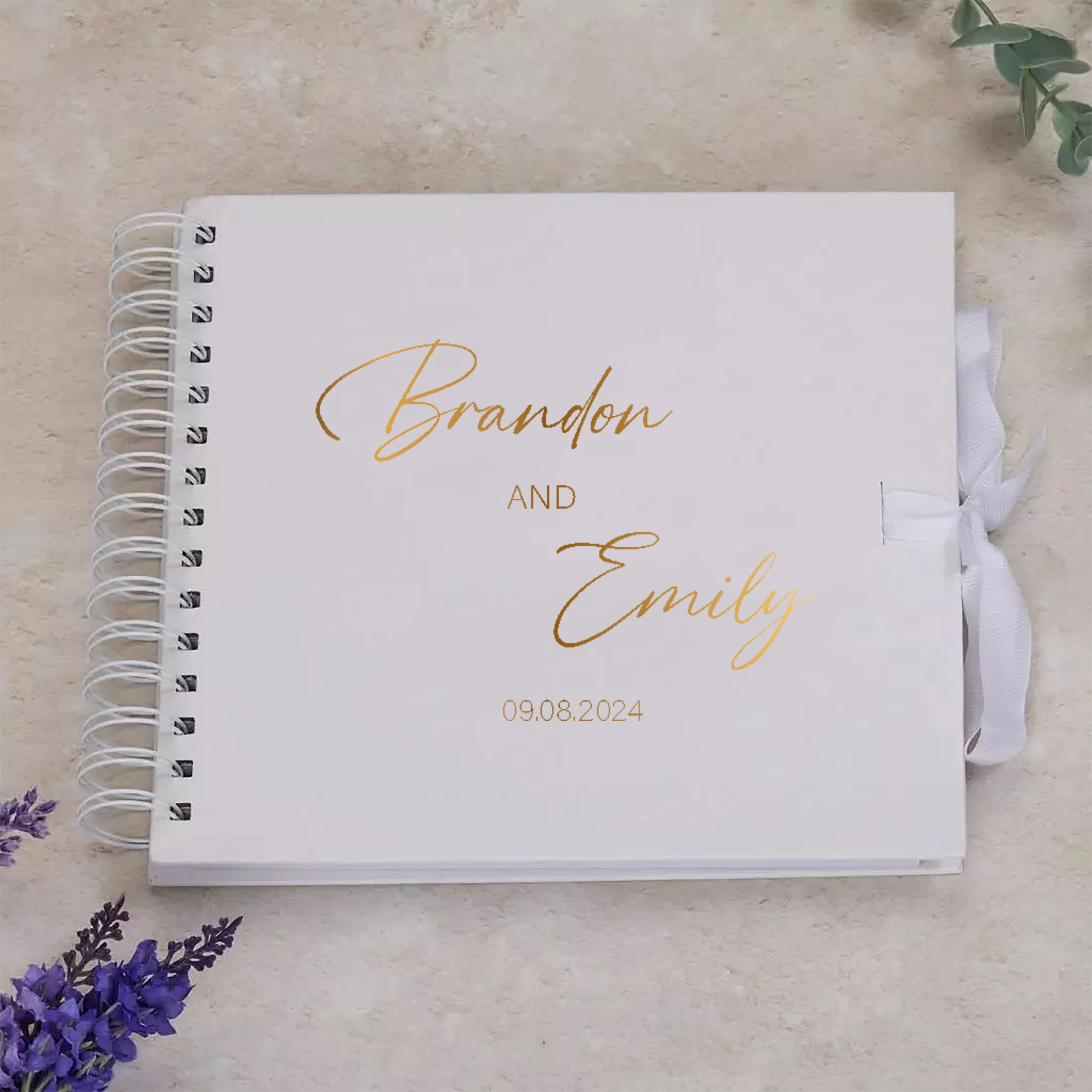 Livre d'or de mariage personnalisé avec ruban