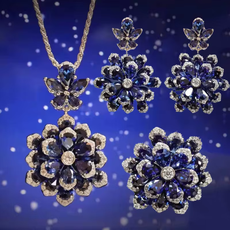 Nouvel ensemble de bijoux floraux de Foyejaf - collier