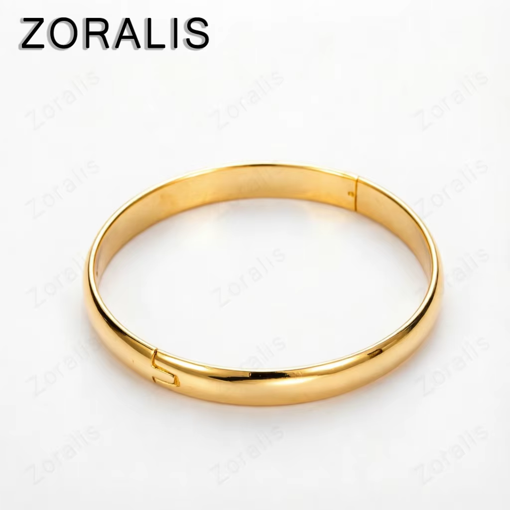 Bracelet ouvert lisse en or 18 carats de 8 mm pour femmes et hommes