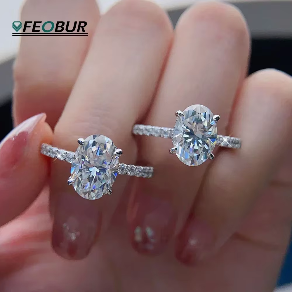 Bague de fiançailles en Moissanite pour femmes